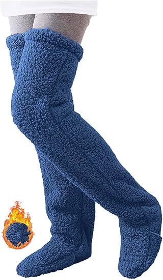 Women's Fuzzy Thigh high Socks Over Knee High Winter Indoor Sleeping Fluffy Long Leg Warmers