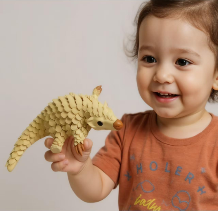 3D Pangolin Figurine, Articulated Pangolin Toy
