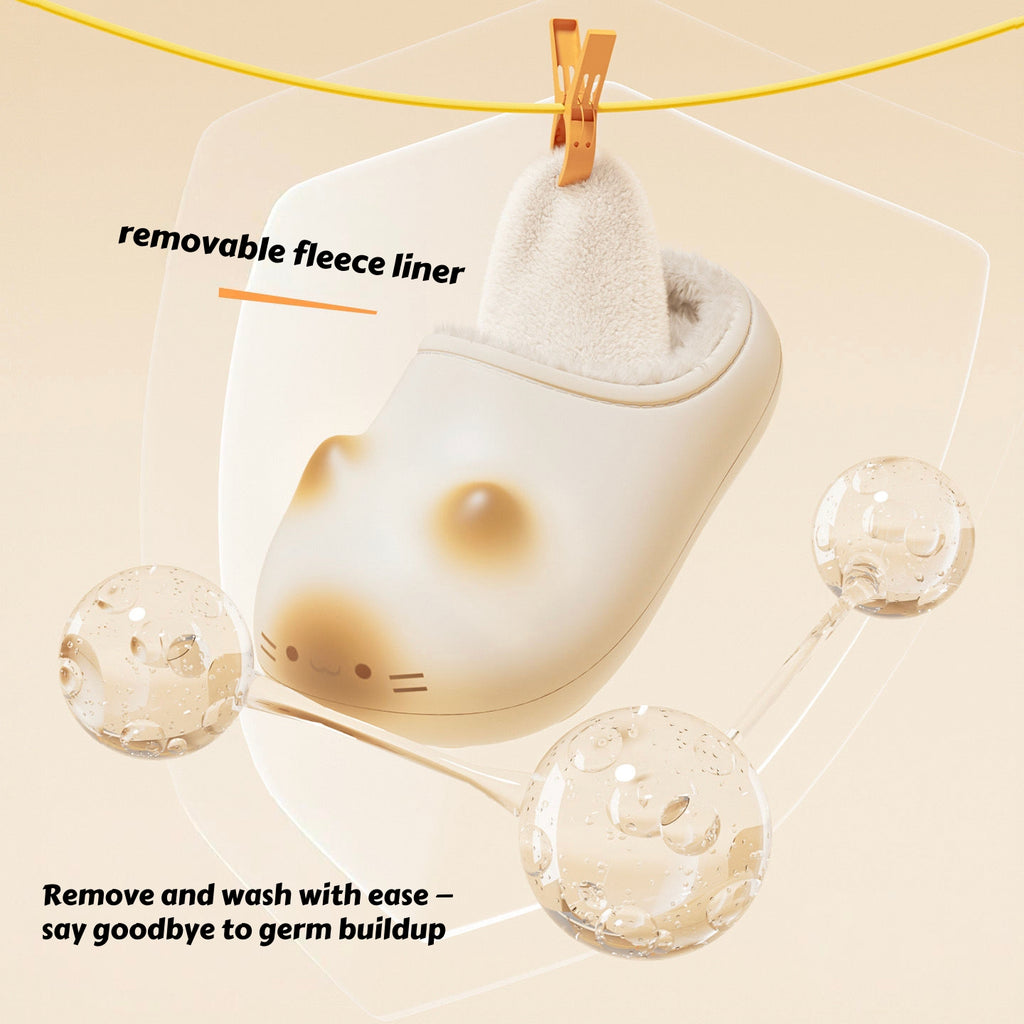 Cat Paws Footprints Fluffy Plush Fleece Height Increase Slippers for Winter Girls Gift Idea