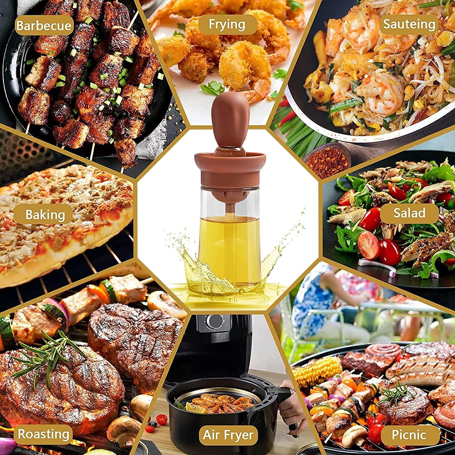 Glass Oil Bottle with Silicone Brush