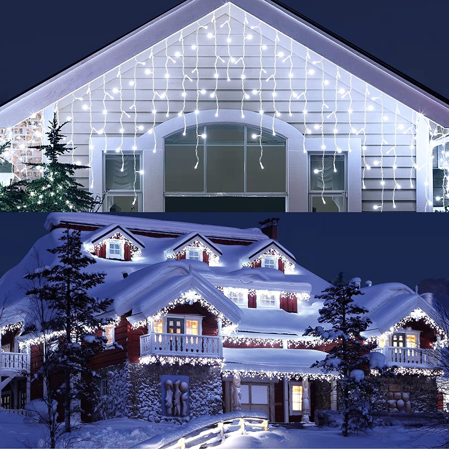 Outdoor Decorations -400 LED 33ft 8 Modes Curtain Fairy String Light