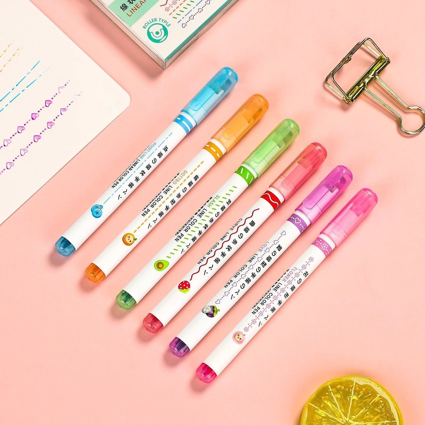 🔥Hot Sale🔥Dual Tip Pens with 6 Different Curve Shapes Fine Tips
