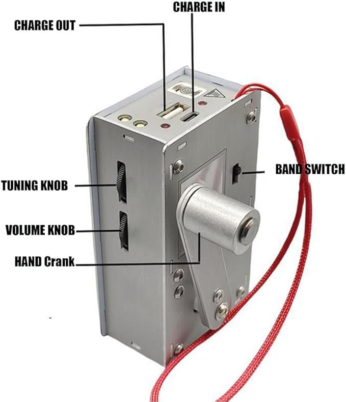🔋 Hand-Crank Emergency Power Station – Flashlight, Lighter & Power Bank (1000mAh)