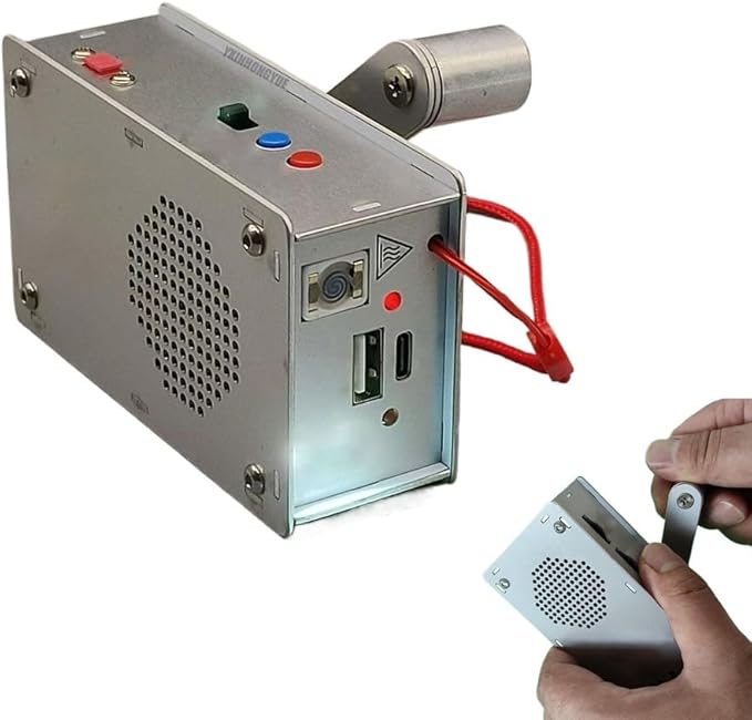 🔋 Hand-Crank Emergency Power Station – Flashlight, Lighter & Power Bank (1000mAh)