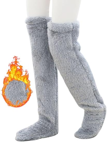 Women's Fuzzy Thigh high Socks Over Knee High Winter Indoor Sleeping Fluffy Long Leg Warmers