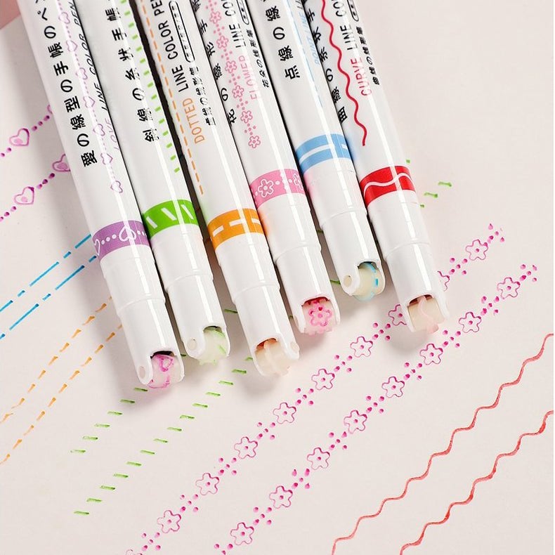 🔥Hot Sale🔥Dual Tip Pens with 6 Different Curve Shapes Fine Tips