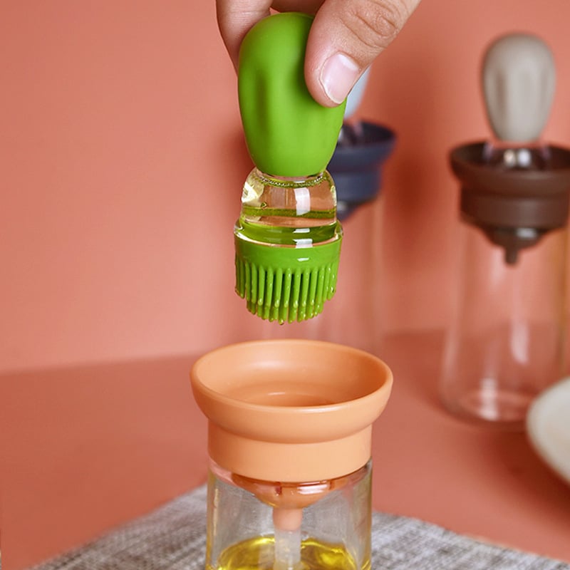 Glass Oil Bottle with Silicone Brush