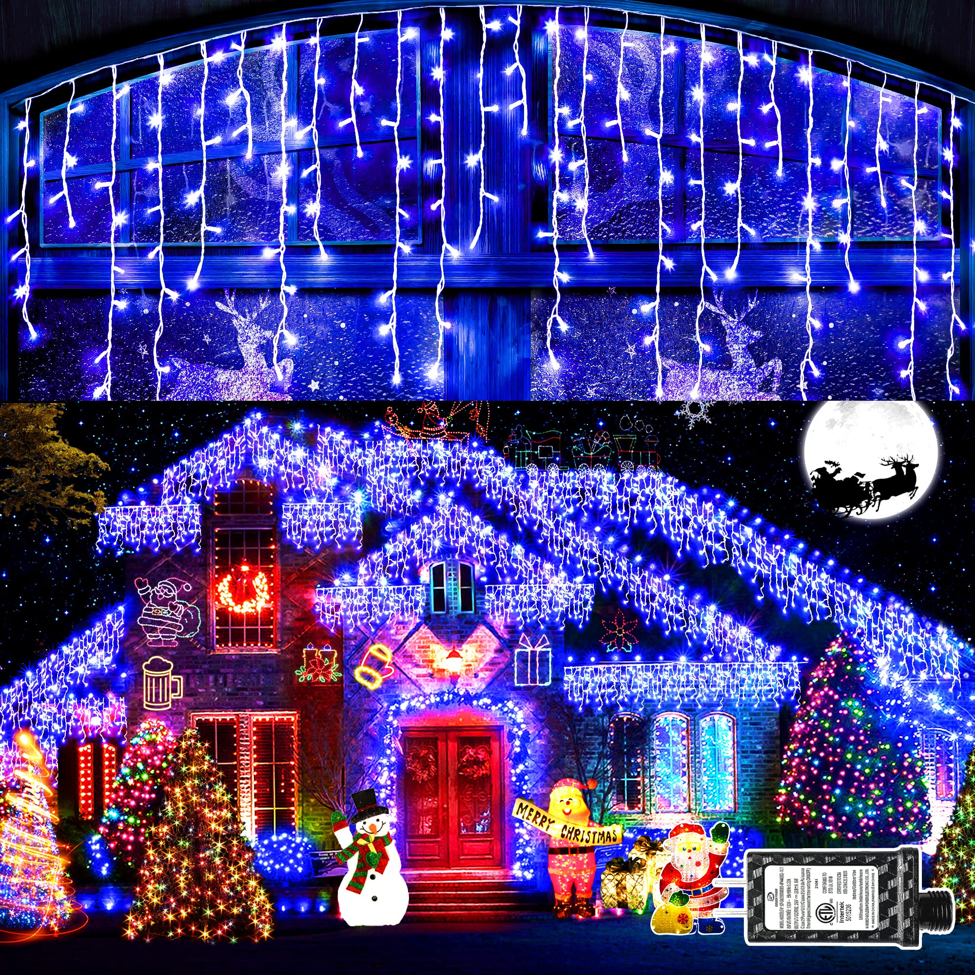 Outdoor Decorations -400 LED 33ft 8 Modes Curtain Fairy String Light