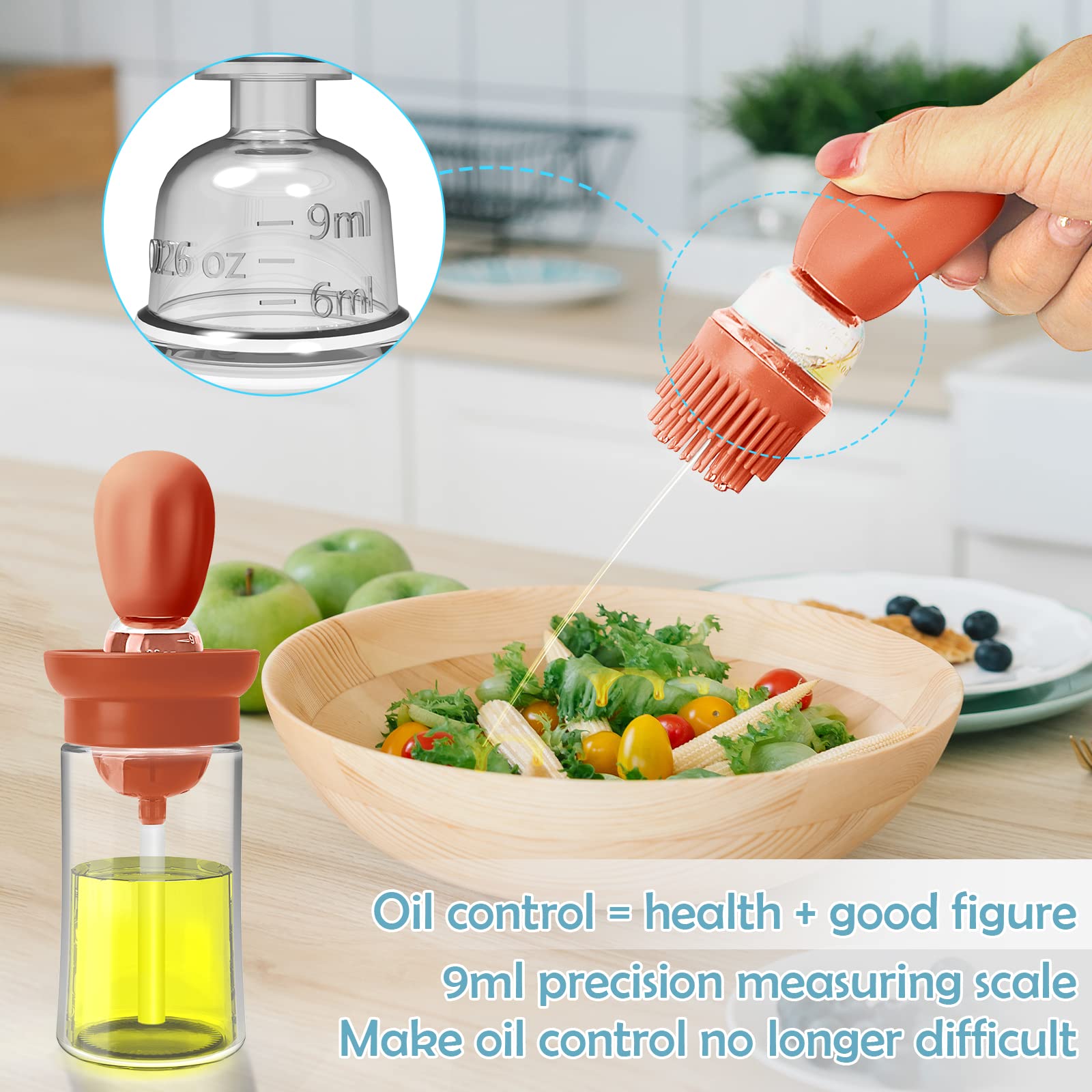 Glass Oil Bottle with Silicone Brush