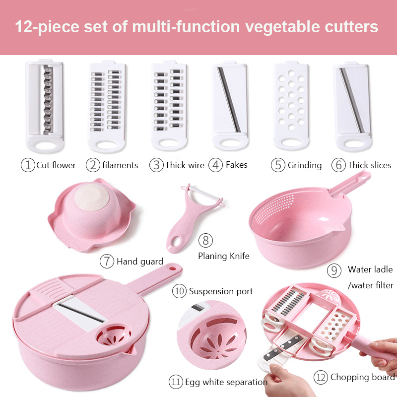 12-piece set of multi-function vegetable cutters