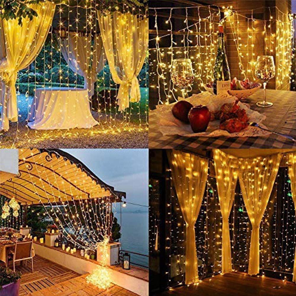 Outdoor Decorations -400 LED 33ft 8 Modes Curtain Fairy String Light