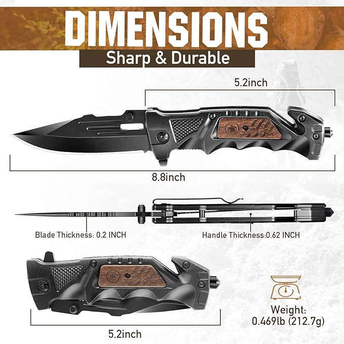 Pocket Knife for Men Folding Tactical Knives Ideal Work Survival Camping Hunting Hiking and EDC