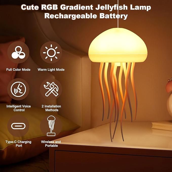 Jellyfish Lamp, Voice Control Jellyfish Lamp with Dancing Legs