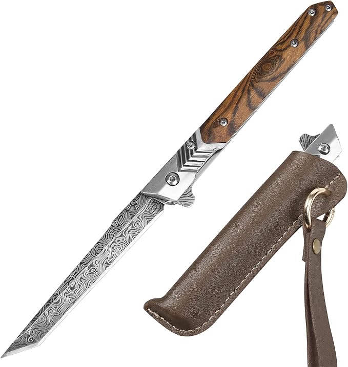 EDC Pocket Knife for Men, 3.7 inch Slim Folding Knife with Tanto Blade and Liner Lock