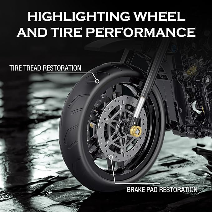 Technic Motorcycle Building Set, 1:8 Scale Motorcycle Model Kit for Adults