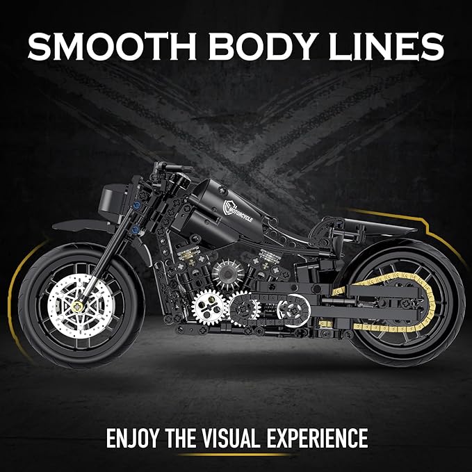 Technic Motorcycle Building Set, 1:8 Scale Motorcycle Model Kit for Adults