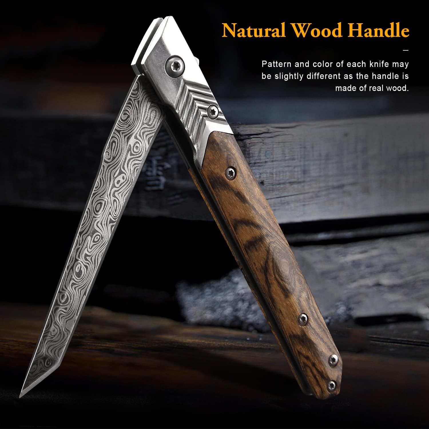 EDC Pocket Knife for Men, 3.7 inch Slim Folding Knife with Tanto Blade and Liner Lock