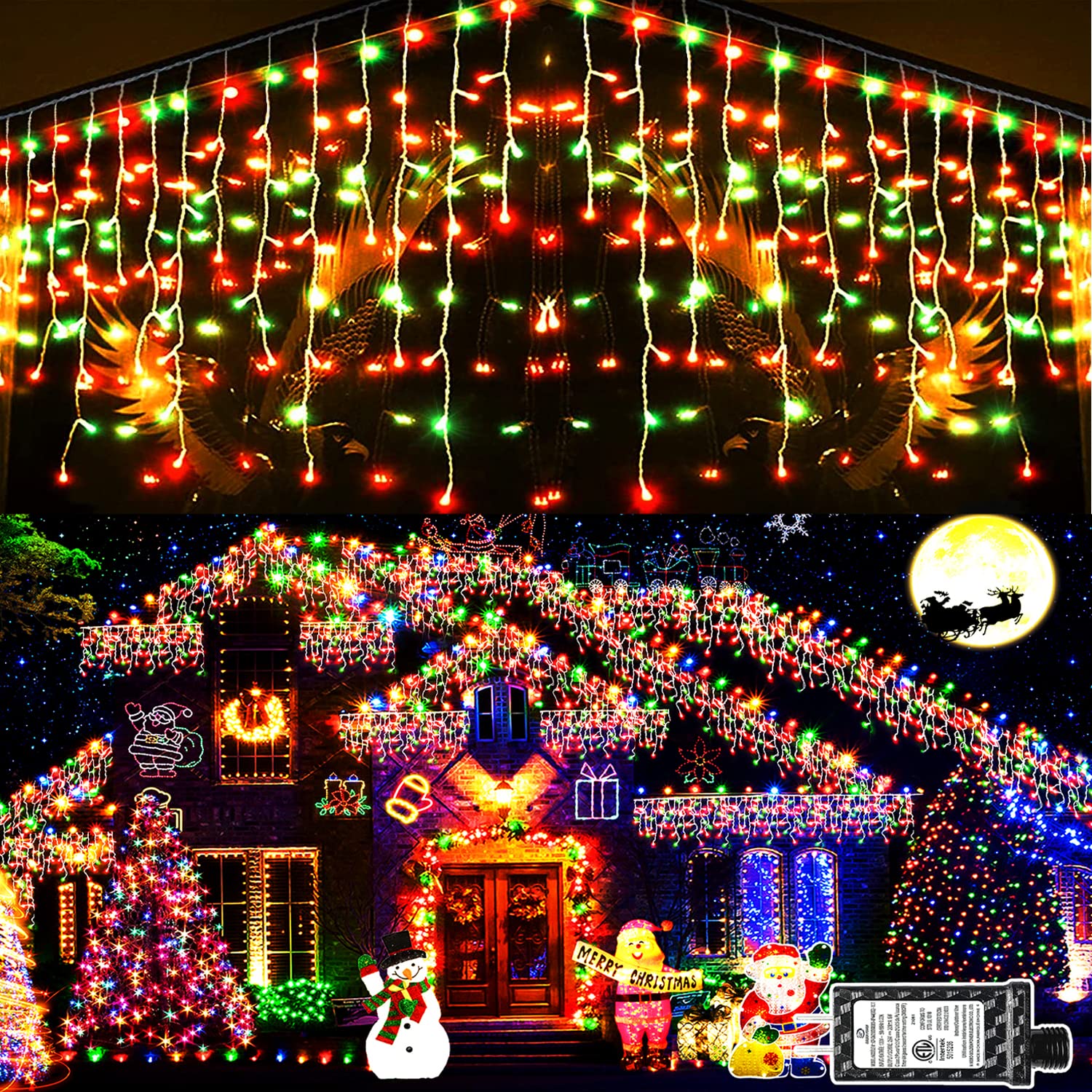 Outdoor Decorations -400 LED 33ft 8 Modes Curtain Fairy String Light