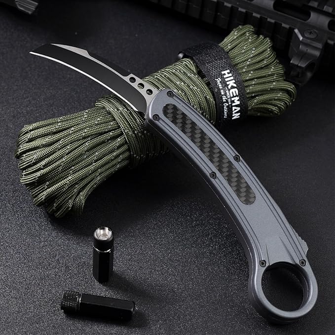 Carbon Fiber Overlay Outdoor Camping OTF Tactical Handle EDC Folding Knife