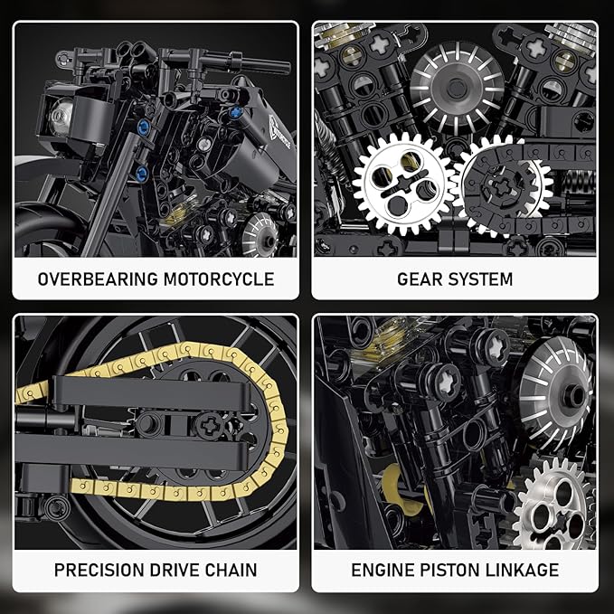 Technic Motorcycle Building Set, 1:8 Scale Motorcycle Model Kit for Adults