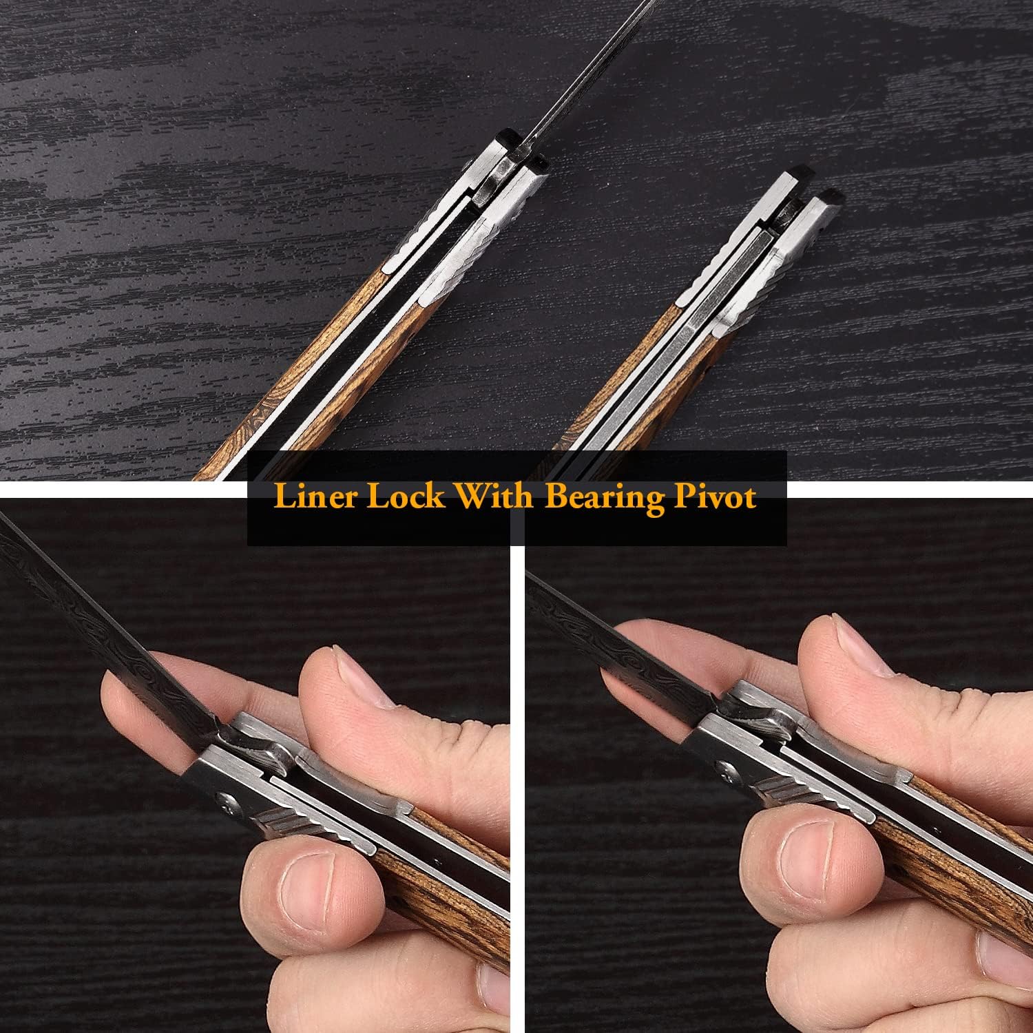 EDC Pocket Knife for Men, 3.7 inch Slim Folding Knife with Tanto Blade and Liner Lock