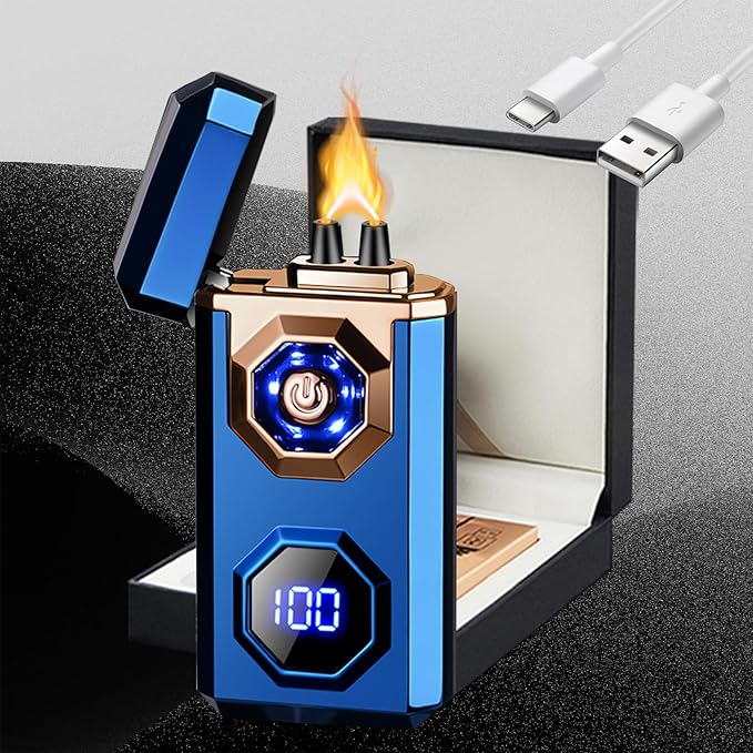 Electric Lighter Type-C Arc Plasma Lighters Rechargeable Windproof Lighter with LED Battery Display