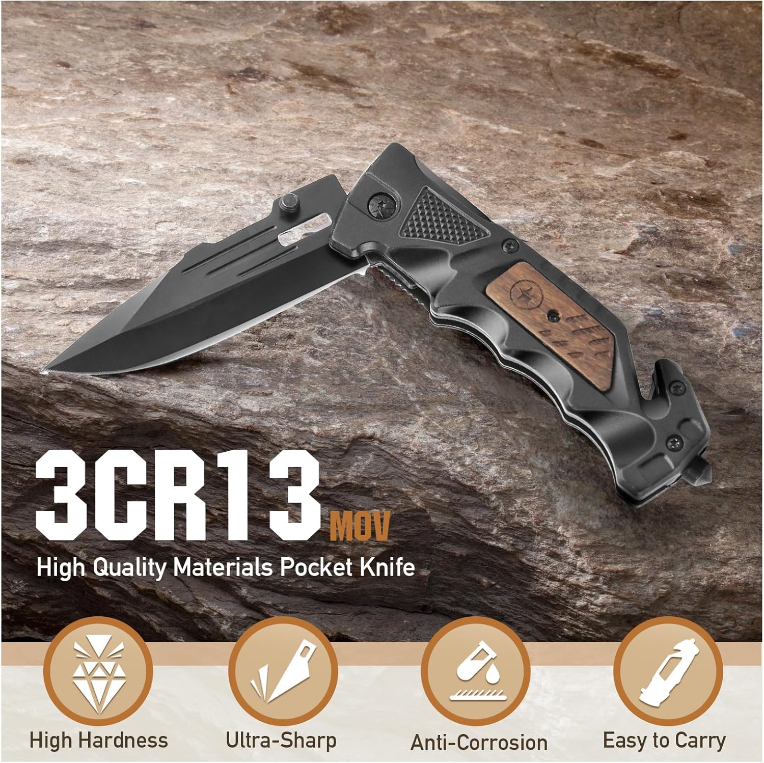 Pocket Knife for Men Folding Tactical Knives Ideal Work Survival Camping Hunting Hiking and EDC