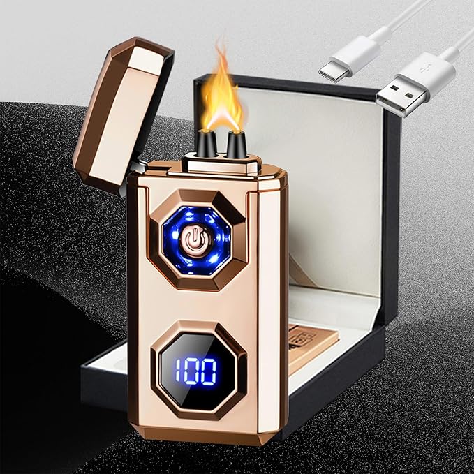Electric Lighter Type-C Arc Plasma Lighters Rechargeable Windproof Lighter with LED Battery Display