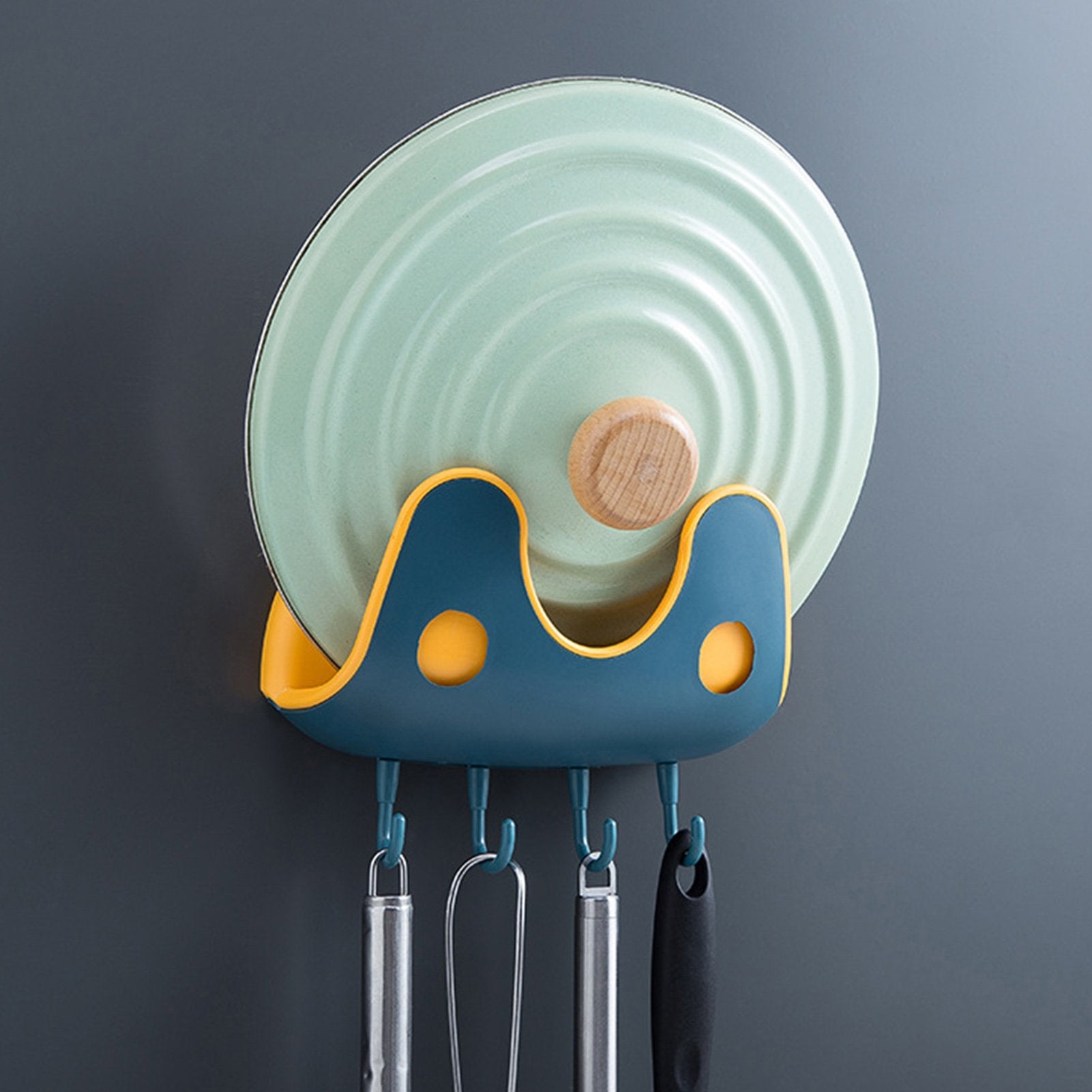 (🎅Christmas PRE SALE -49% OFF) Wall Mounted Pan Lid Rack  Double Layer Punch Free Pot Rack-🔥Best Selling 🔥