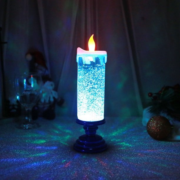 LED Candles With Pedestal Glitter Color Change Flameless