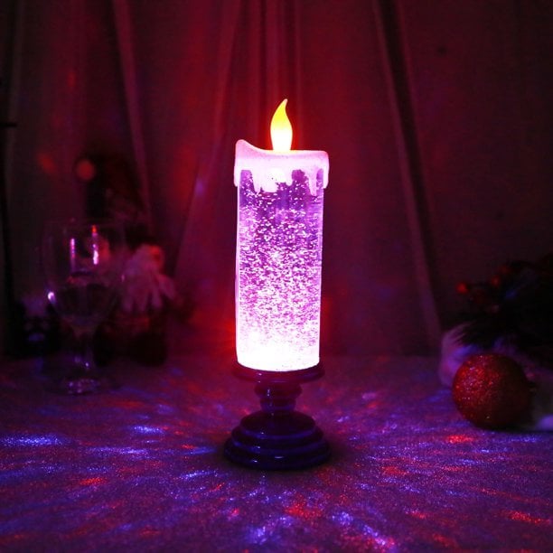 LED Candles With Pedestal Glitter Color Change Flameless