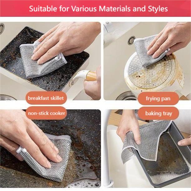 🔥Hot Sale —Multipurpose Wire Dishwashing Rags for Wet and Dry