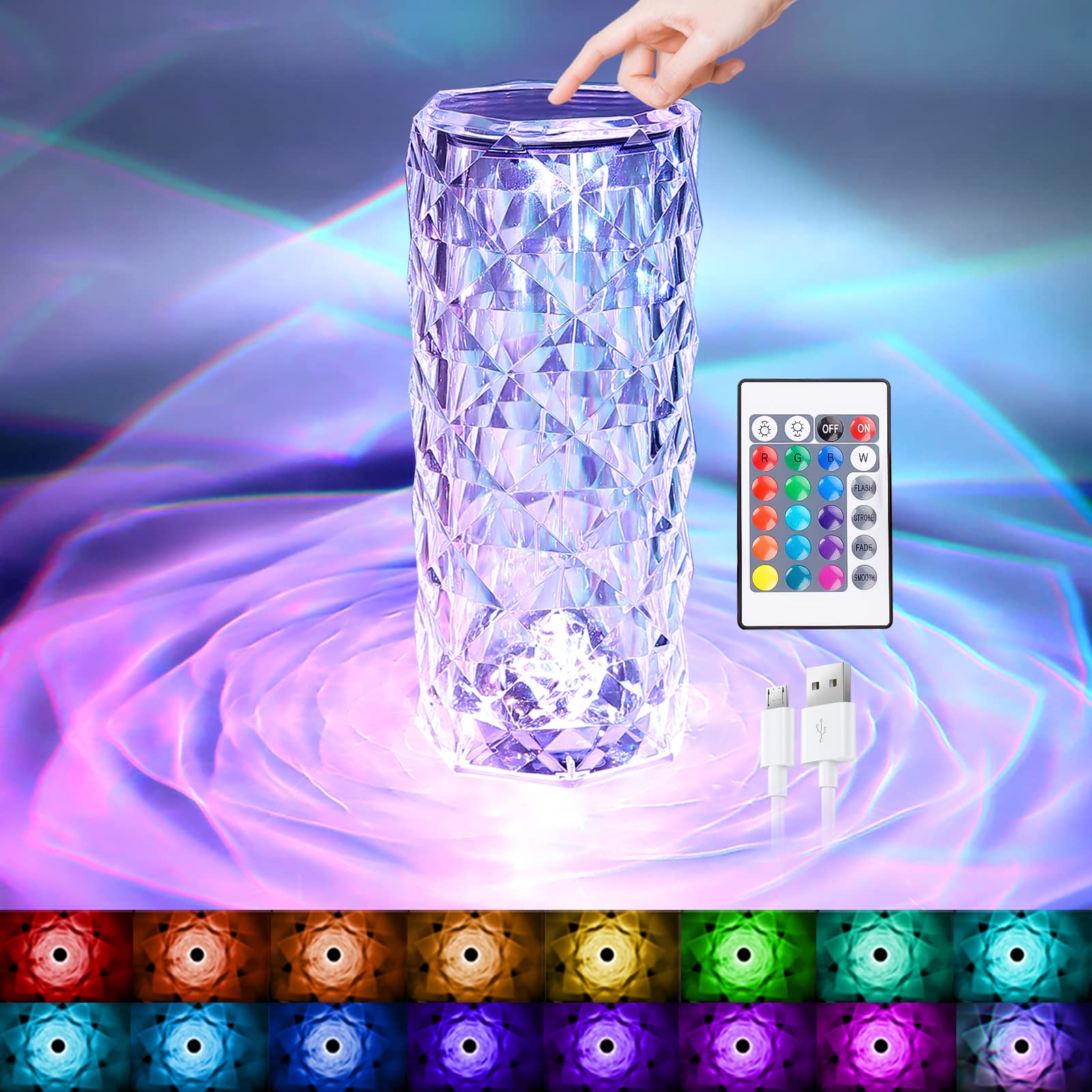 16 Color Romantic LED Rose Table Lamps RGB Touch Lamp