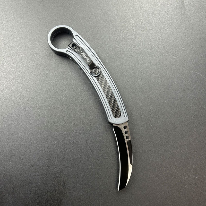 Carbon Fiber Overlay Outdoor Camping OTF Tactical Handle EDC Folding Knife