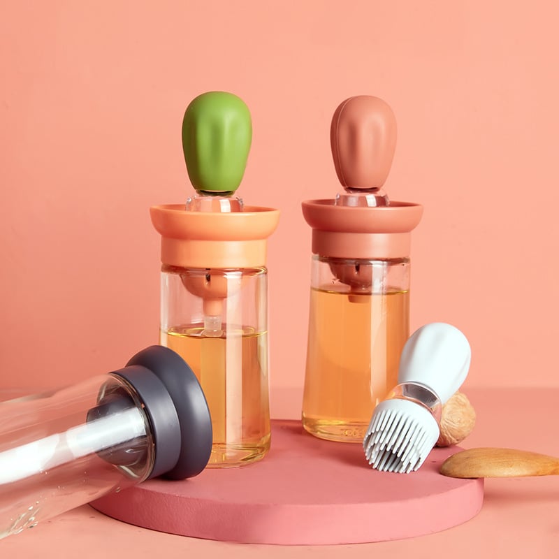 Glass Oil Bottle with Silicone Brush