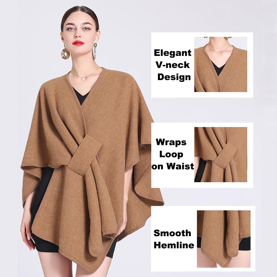 🏆Flash Sale⚡69K+ ✨2025 NEW Women's Solid Color Cashmere Cape Shawl