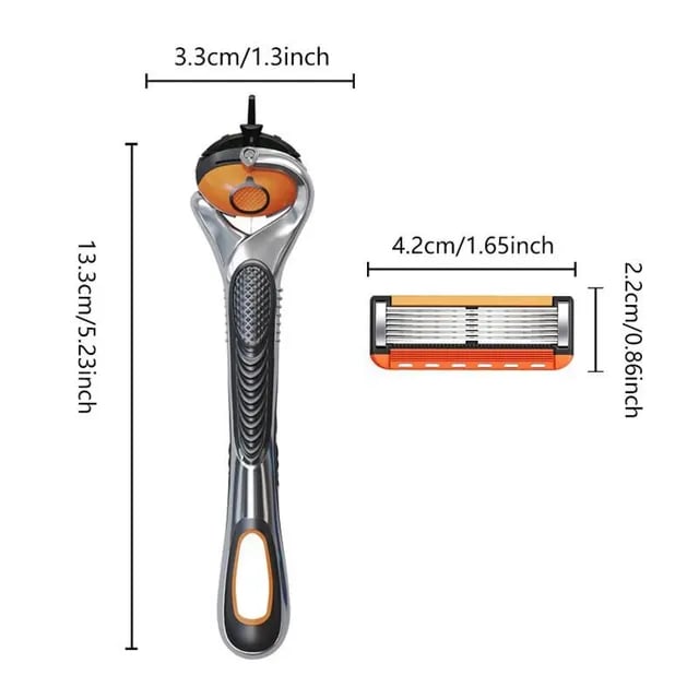 Men's Razor Refill Set + Free Handle – Ultra-Sharp Stainless Blades for Smooth Shave