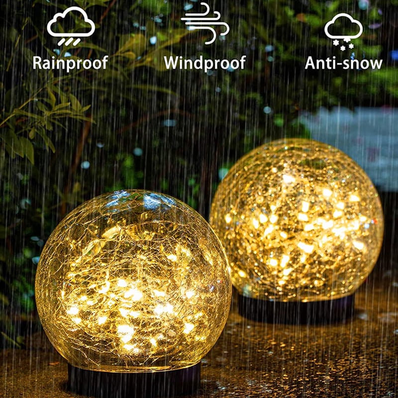 Outdoor Cracked Glass Jar Ball Solar Lights