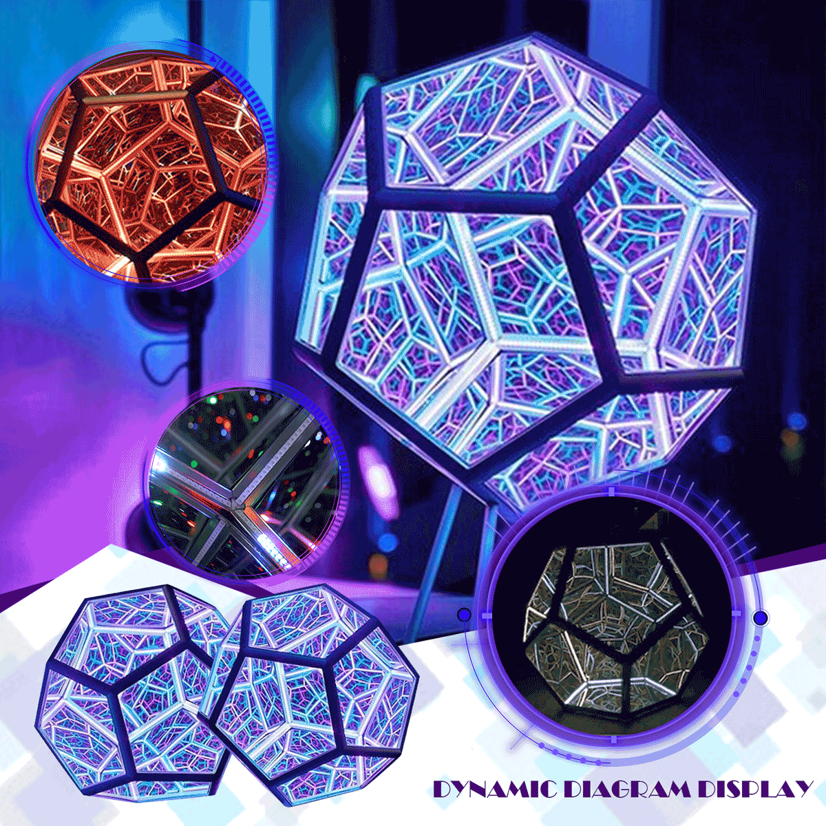 Infinite Dodecahedron Color Art Light