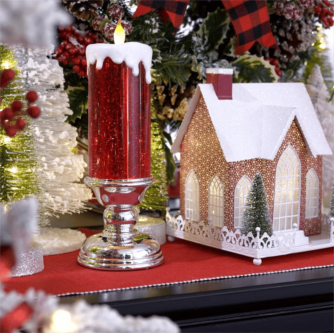 LED Candles With Pedestal Glitter Color Change Flameless