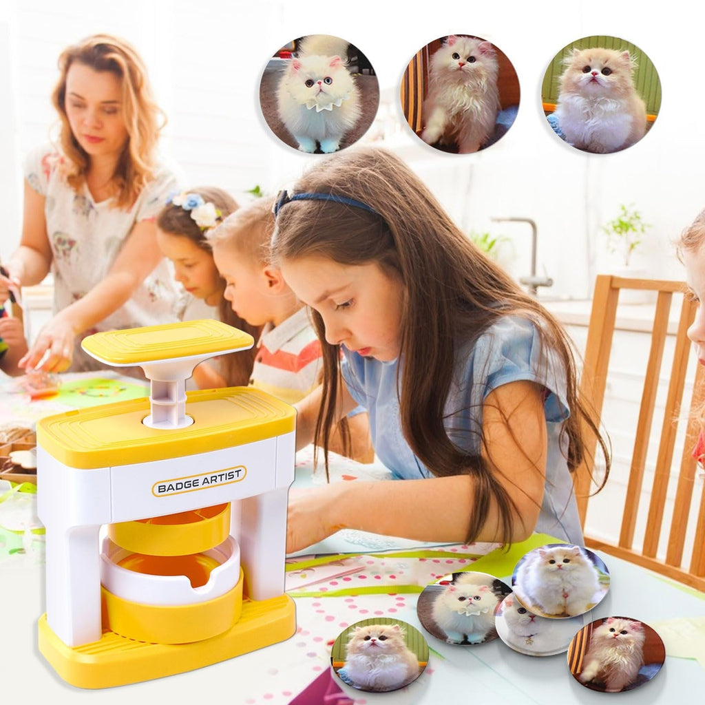 Pin Badge Maker Machine with 48Pcs Badge and 48 Circle Cutters and Picture, Ideal DIY Kit
