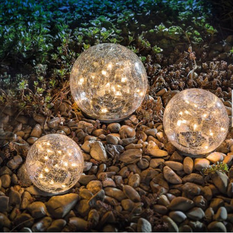 Outdoor Cracked Glass Jar Ball Solar Lights