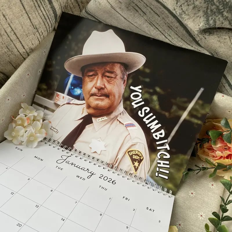 Sheriff Buford Inspired Wall Calendar 2026 - Smokeyy and the Badiit Theme - Unique Christmas & Holiday Gift Idea