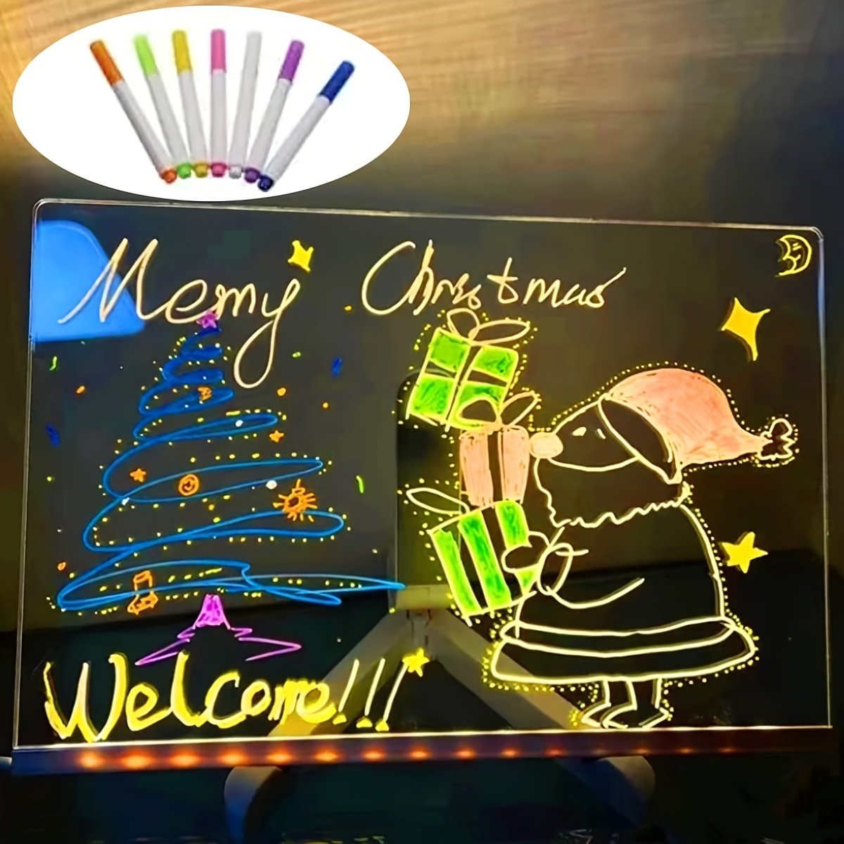 ✨LED Note Board with Colors 🎨(Come With 7 Pens)